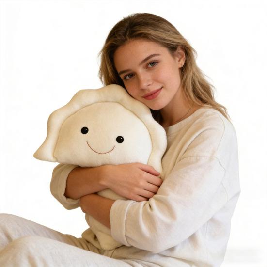 Dumpling Shape Plush Toy Cute Decorative Pillow Soft Stuffed Doll High-Elastic PP Cotton Toy Small Plush Cushion for Kids