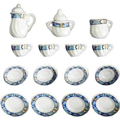 Puppenhauszubehör 1/12 Küche Miniatur 15 Stück Mini Porzellan Blume Teetasse Set Puppenhaus Dekor Simulation Puppenhaus Dekoratives Zubehör