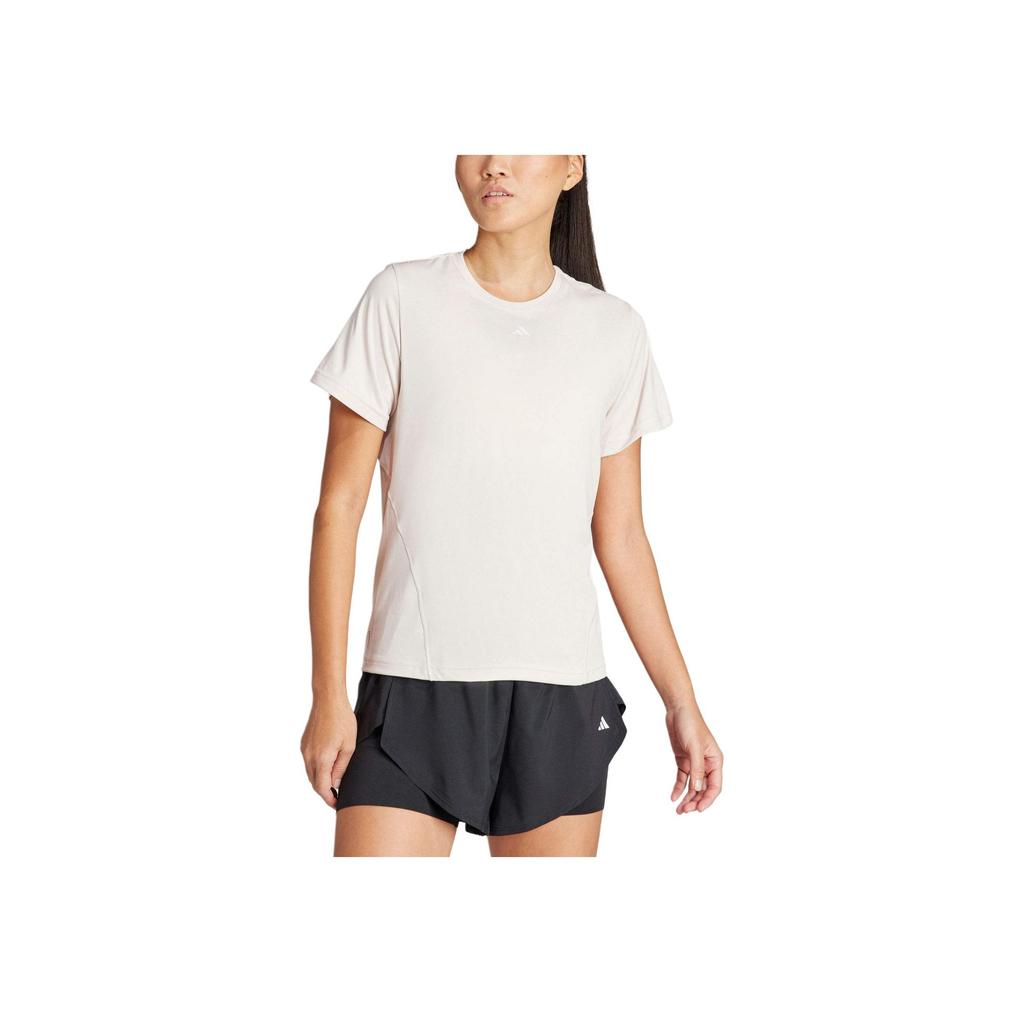 Adidas Solid Color Crew Neck Short Sleeve T-Shirt Women Tops White IT9225