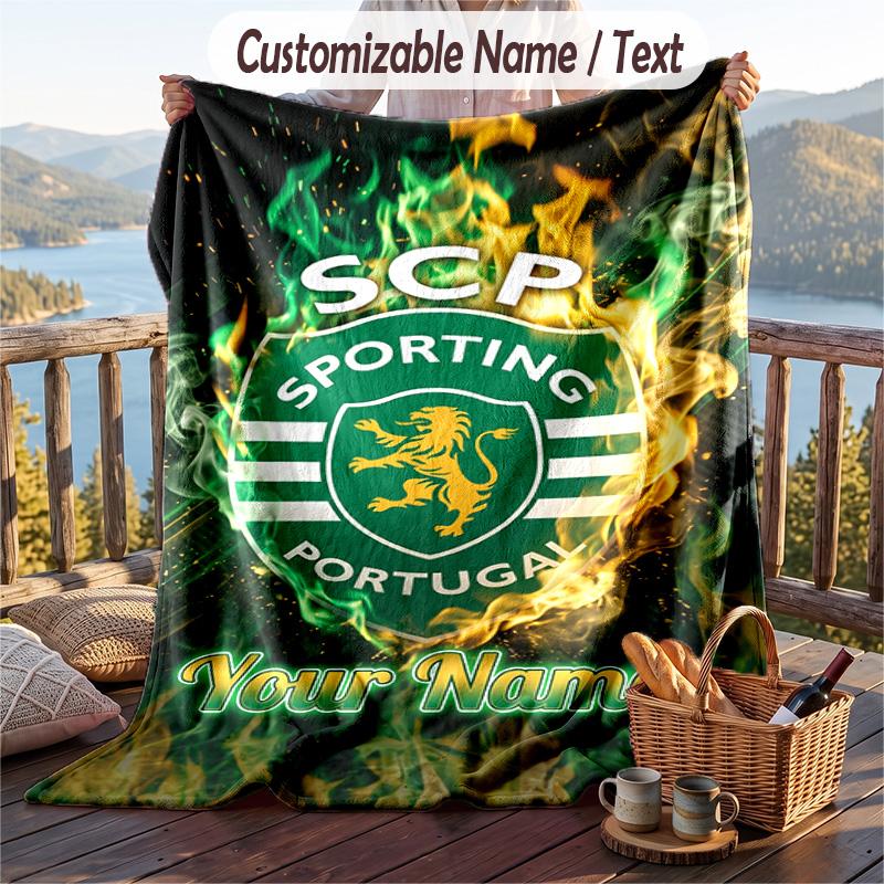 Flannel Blanket Sporting CP Print Custom Name Text Soft Throw for Sofa Bed