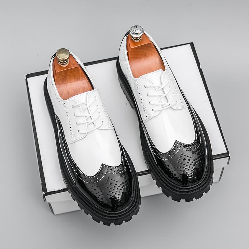 

Fashion Fashionable New Men Breathable Carved Banquet Oxford Shoes Luxury Brand Comfortable Lace Up Blok Black White Casual Leather Shoe 38 белый