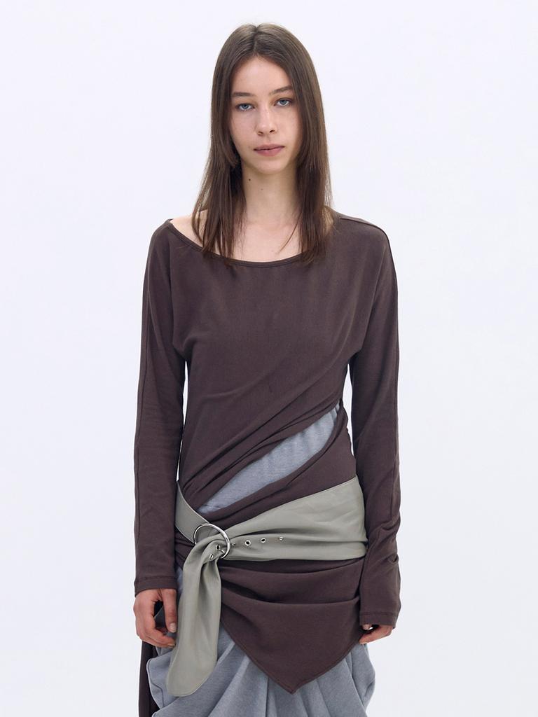 CERRIC Draped Hook Top _ Brown