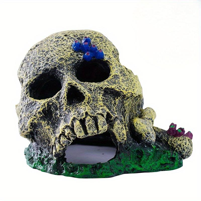 1pc Fish Tank Aquarium Skull Cave Breeding House Simulation Resin Cranium Statue Spider Scorpion Lizard Hiding Shelter Ornament