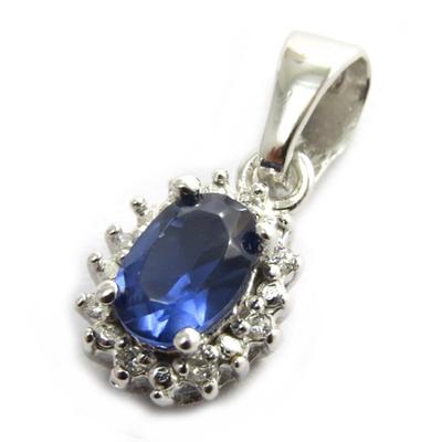 [N2963] - Silver Pendant 'Victorina' Blue and White