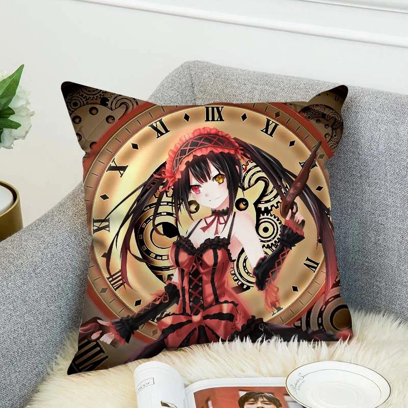 T-Tokisaki Kurumi Pillow Cover Decorative Pillowcase 40X40 Cushion Covers For Bed Pillows Car Decoration Fall Decor Pilow Cases