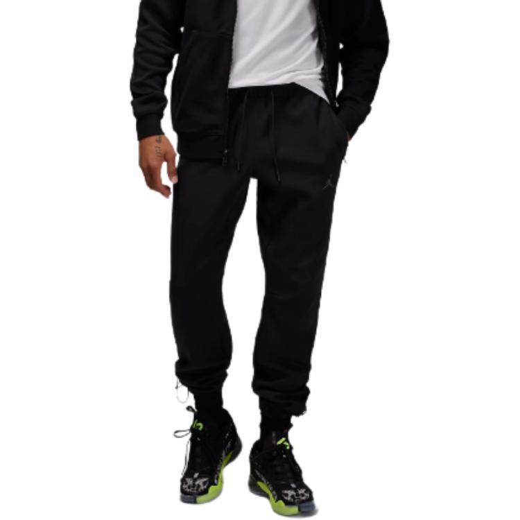 Jordan Sport Hoop Comfortable Soft Breathable Mid-Rise Drawstring Straight-Leg Knit Sports Pants Men bottoms Black Shadow FV8604-010