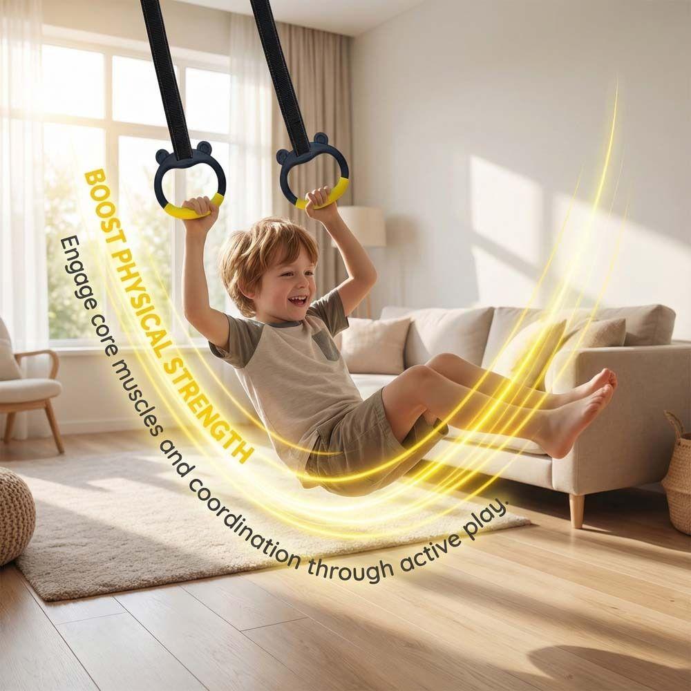 With Straps Gymnastic Rings Non-Slip Fitness Exercise Ring Pull Up Bar  Gymnastics Equipment