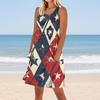 Women's Stylish Casual Independence Day Print Cuffless Pocket Dress