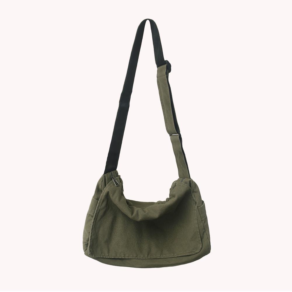 Women Washed Shoulder Bag Versatile Canvas Messenger Bag Adjustable Strap Tote Sling Bag Distressed Satchel Bag Commuting Bag
