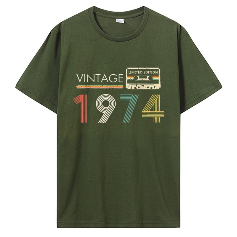 Staré Vintage 1974 Narozeninové Pánské Dámské Tričko Manželka Manžel Dárky k Narozeninám Nápisy Citát Grafické Oblečení Oversized Tričko