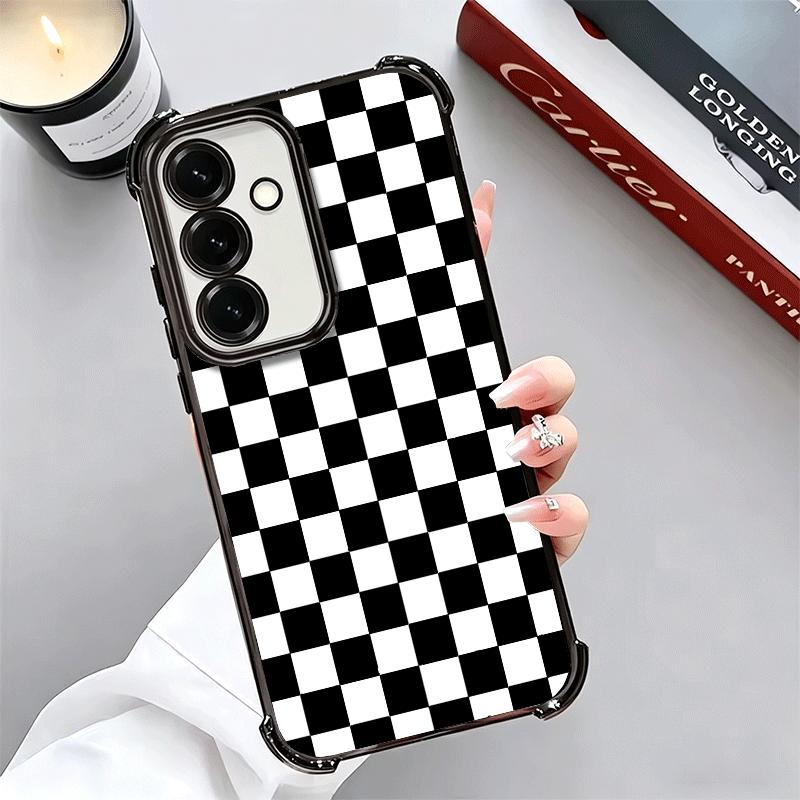 Retro Classic Chess Board Grid Soft Phone Case For Samsung A17 A27 A07 A37 A57 A16 A56 A15 A55 A14 A54 A13 A53 A26 A36 A25 A35 A