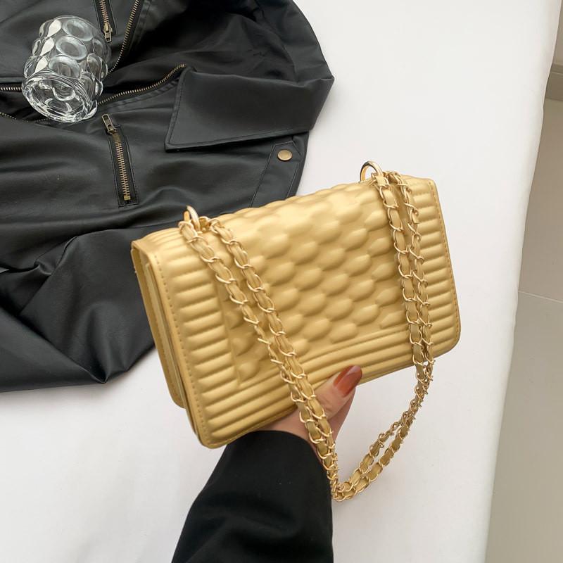 Trendy Women's Chain Small Square Bag In Black Rose Red White Gold