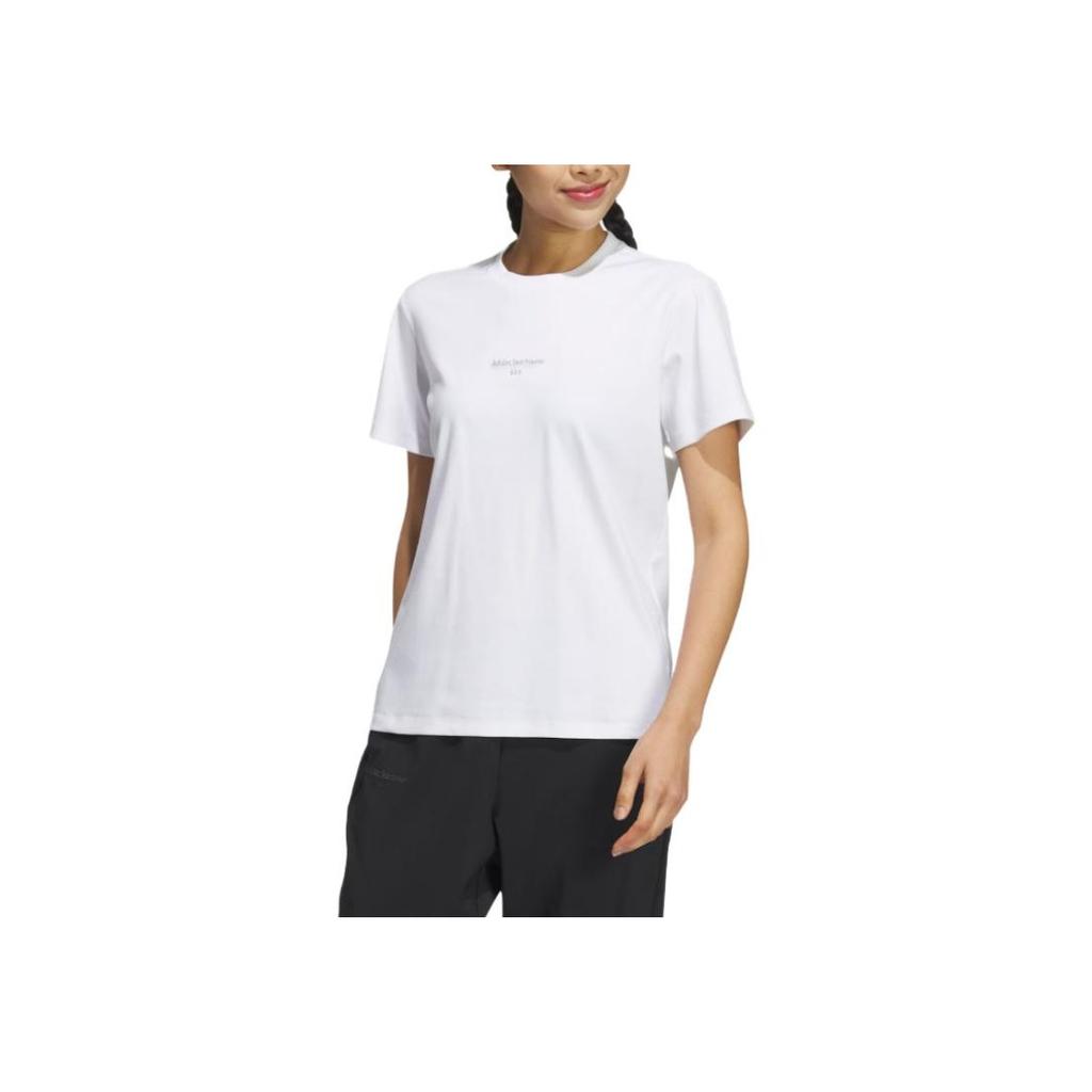 Adidas Letter Print Sports Casual Short Sleeve T-Shirt Women Tops White IS4946