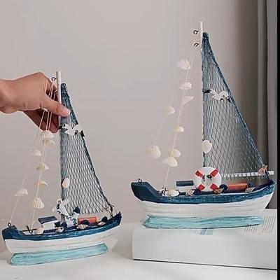 Wooden Sailboat Ornaments,shell,boat Rudder,anchor,lighthouse,seabird Decoration Boat,Home Room Children's Room Decoration Gift