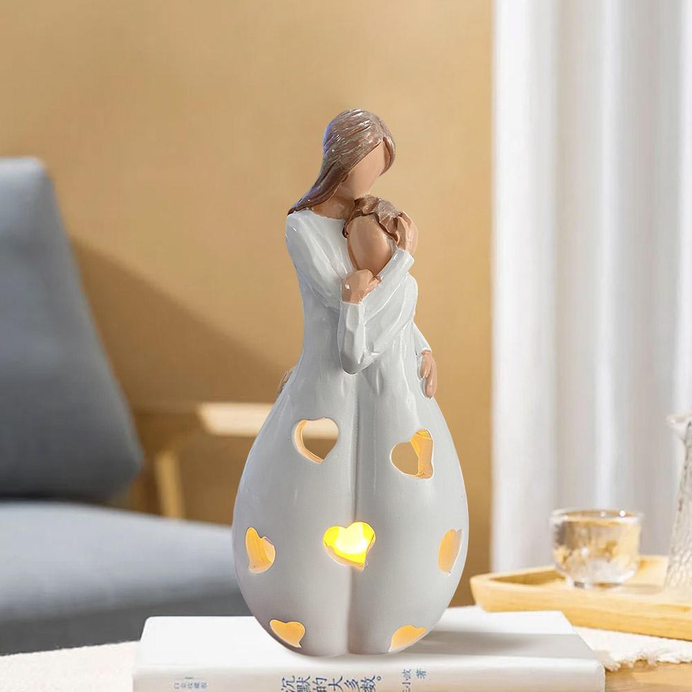 Candle Holder Statue Candle Light Statue Candle Holder Figurine Standing Mother Hugging Daughter Statue for Mothers Gifts China Mainland