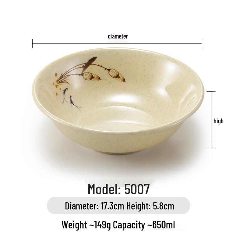 Melamine Imitation Porcelain Conical Noodle Bowl - Large Plastic Bowl for Soup, Rice, and Wontons