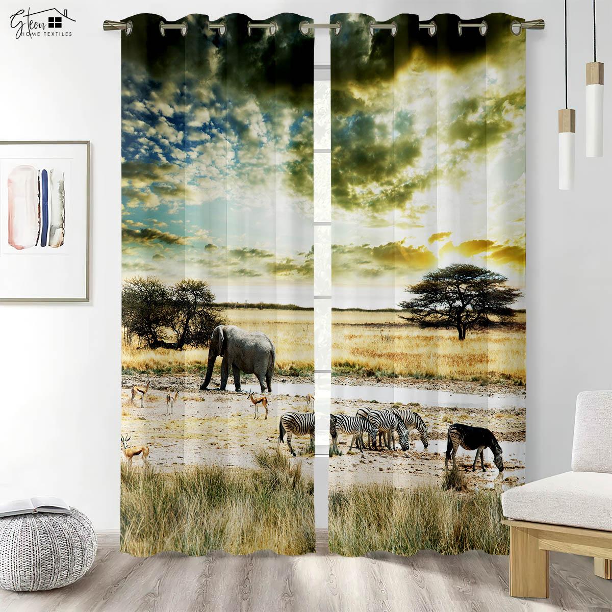 

Животные 3D Печатные Шторы Тигр Лев Крокодил Жираф Слон Обезьяна Пингвин Лиса Кролик Еж Дракон Мультфильм Аниме Шторы W50xH130(CM)x2PCS&Rod pocket