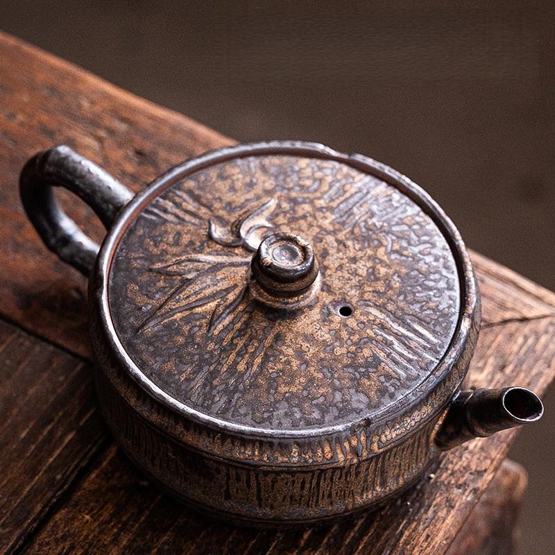 

150ML Old Rock Mud Rough Pottery Lotus Shape Tea Pot Retro Teapot Tea Kettle Tea Ceremony Tea Making Single Pot Tea Ceremony