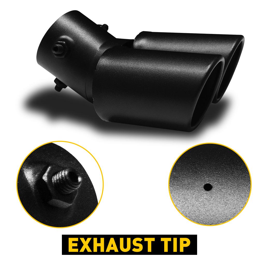 Universal Car Exhaust Trim Muffler Pipe Tail Fit For 1.5-2.4inch outlet tailpipe Stainless Steel Curved Double Outlet Tail Pipe