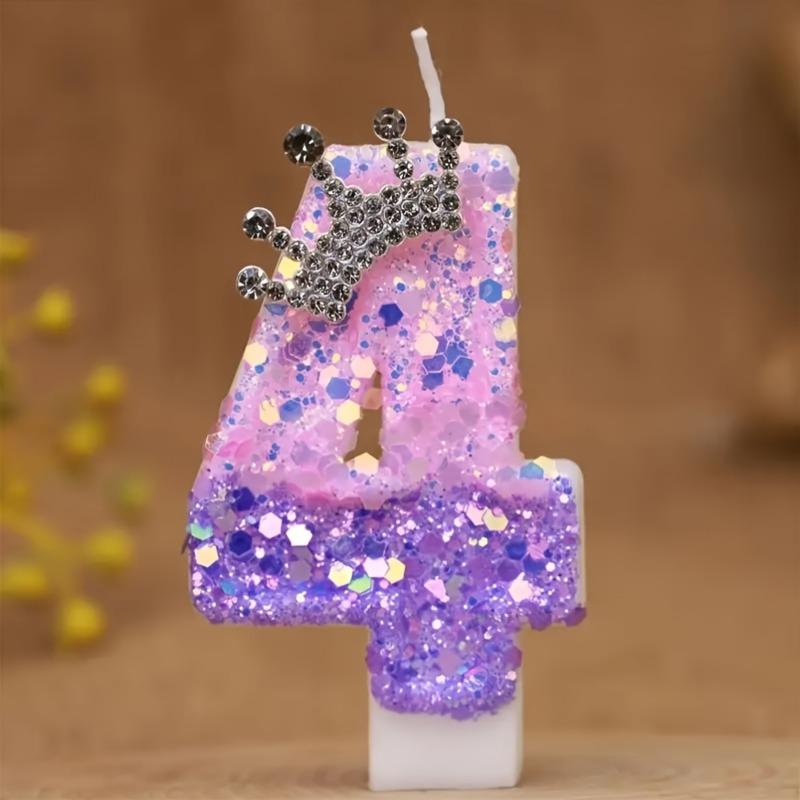 Crown Glitter Number 1 Birthday Candle Cake Topper