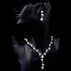 Bridal Accessories, Alloy Elegant Pearl Necklace, Earrings, Jewelry Set, Full Diamond Dress Accessories for Women
