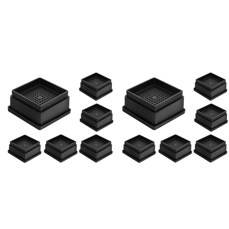 

Bed Risers 1 Inch, 12Pcs Adjustable Bed Furniture Riser, Heavy Duty Bed Lifts Risers With Rubber Pad For Sofa, Bed чорний