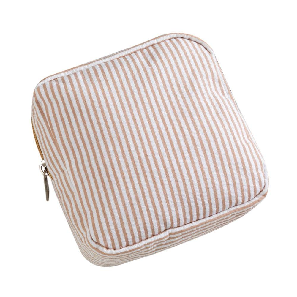 Essential Holder Seersucker Sanitary Napkin Pouch Striped Pattern Multi-functional Cosmetic Bag Mini Makeup Bag Women