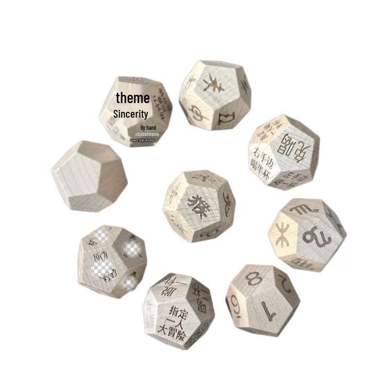 Dadi Zodiacali a 12 Facce: Gioco in Legno di Faggio per Divertimento e Avventura di San Valentino