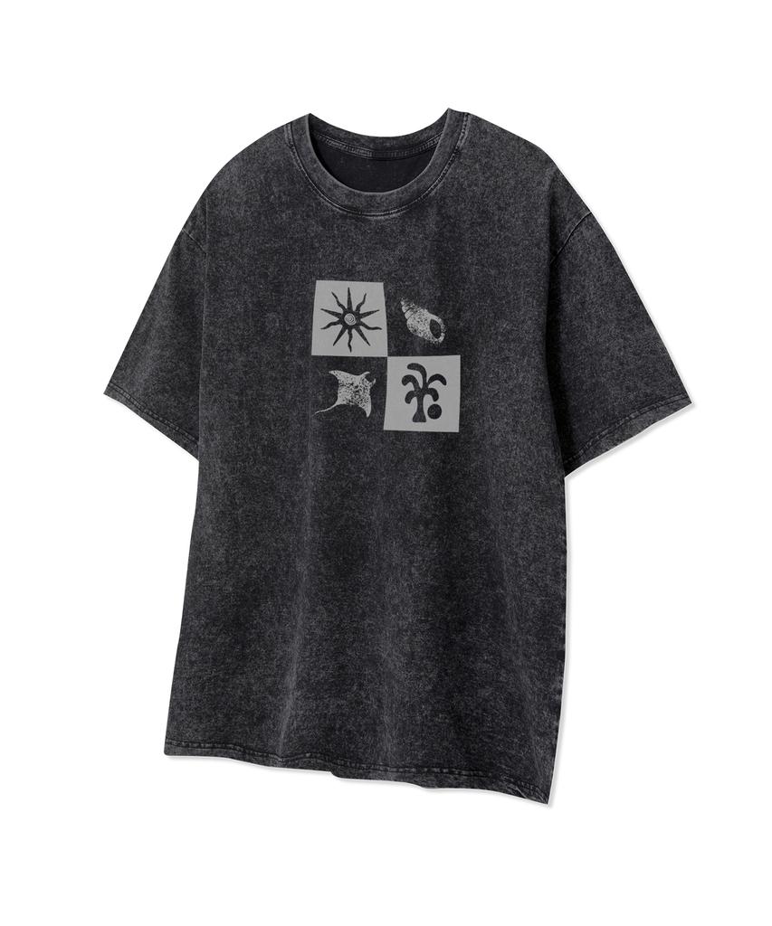 STANDARDERROR 87-Stan331 Summer Vacation Crack Pigment Short Sleeve T-Shirt (4 Colors)