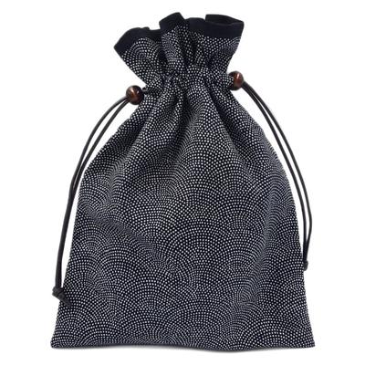 Atelier fait main FUJITA Sac à cordon avec Peau de Requin Japonaise Komon x Porte-Billet de Livre Goshuin Doublure, Motif, Noir, Japon, Sac/Sanctuaire