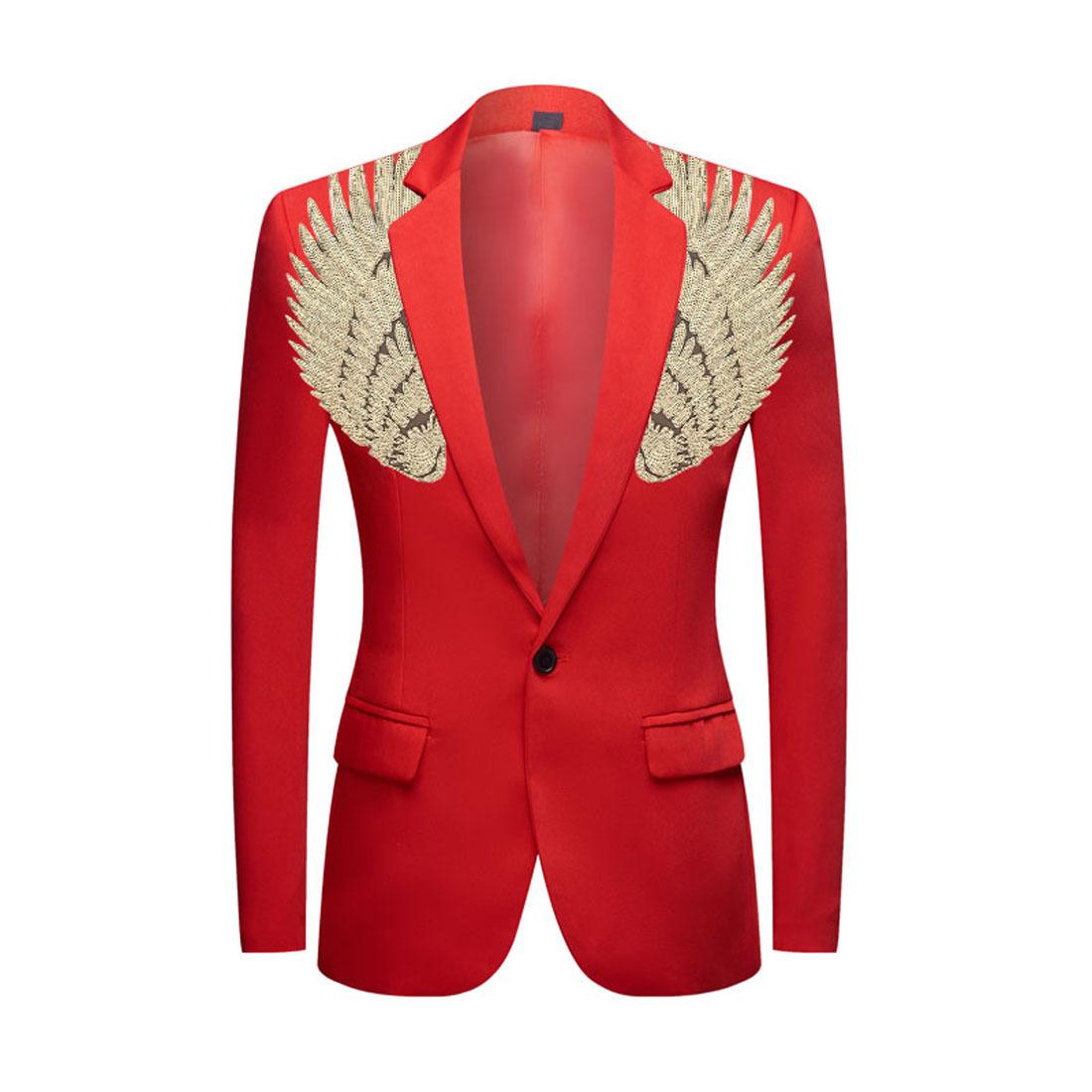 

Чоловічий модний піджак із золотистими паєтками з крилами L