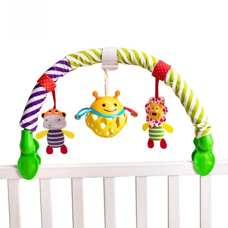 Baby Mobile Clip With Rattles And Soft Fabric Toy For Infant Sensory Development