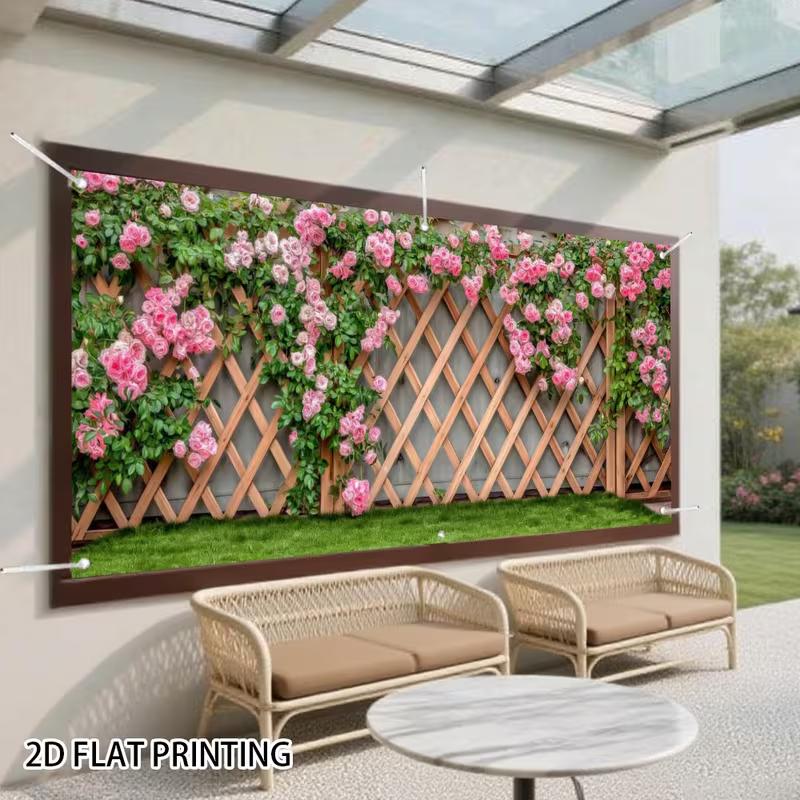 

2D Festival Rose Backdrop, 2D Lattice Fence with Climbing Roses Background for Photo Booth & Events 47.2x31.5inch/120*80cm