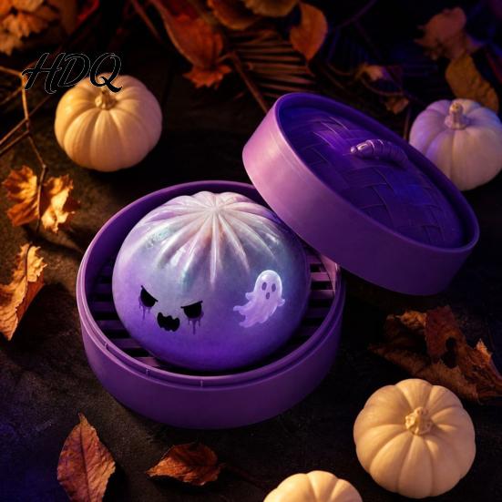 Anxiety Relief Sensory Toys 1/2/3Pcs Purple Ghost Dumpling Squeeze Toy, Halloween Steamed Bun Toy Stress Clear Ball Fidget Decompression