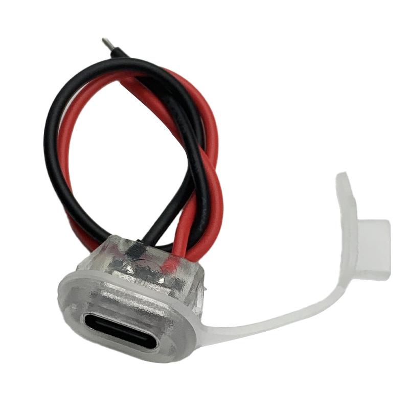 Type-C Female Socket with Cable, 3A Current, DIY Repair Desk Lamp Toy Charging Port, Waterproof USB Socket.