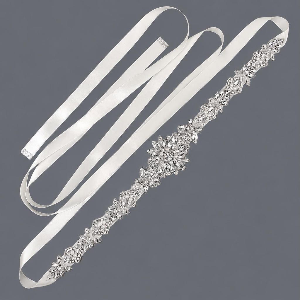 Elegant Silver Rhinestone Wedding Belt – Versatile High-End Dress Accessory for Fashion Shows and Performances