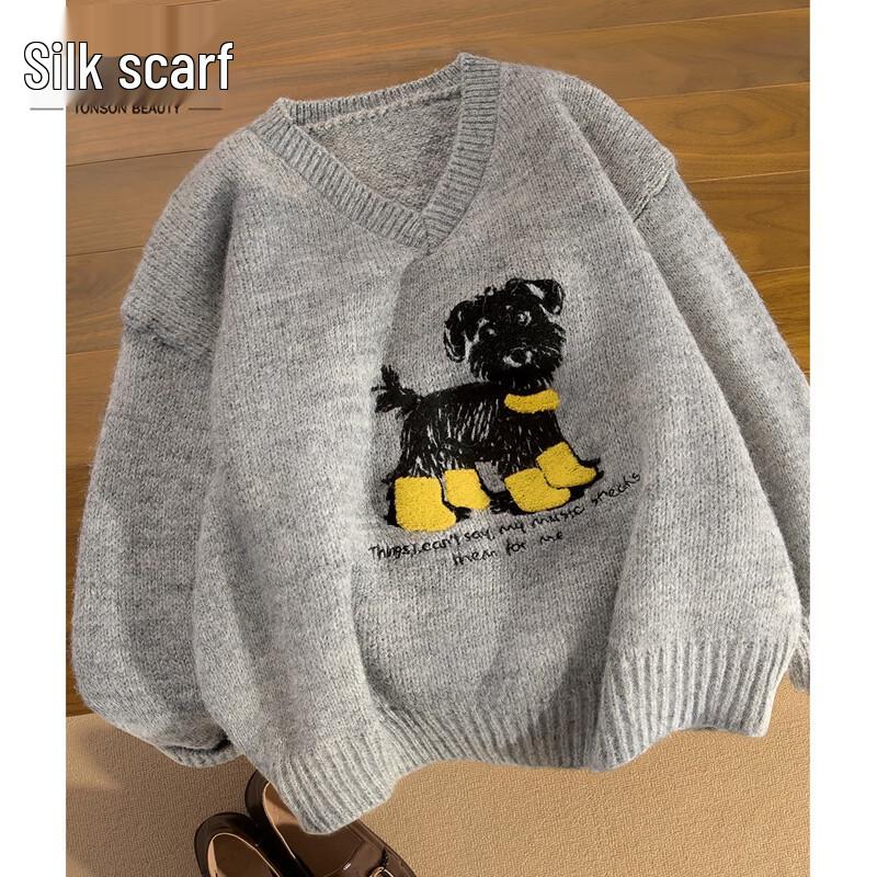 

Женский модный мультяшный свитер с V-образным вырезом One Size