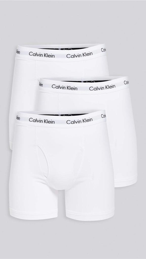 Boxer Briefs Long Boxer Plain Long Black CK Cotton Stretch White Set [Calvin Klein] Men's 3-Pack, Briefs, Logo, Length, 3-Pack Set, & White,