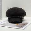 Retro Versatile Belt Buckle Beret FallSeason and ColdSeason Outside Cold Proof Octagonal Hat British Style Warm Painter Hat Korean