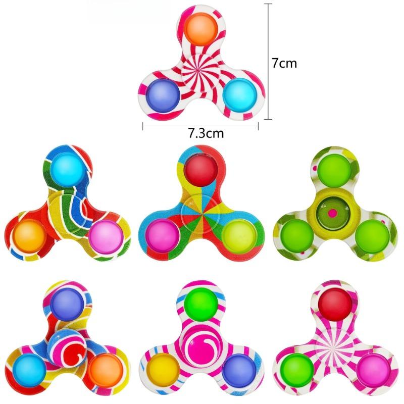 Funny Tie Dye Simple Fidget Spinner Finger Push Bubble Rotating Fidget Spinner For ADHD Anxiety Stress Relief Sensory Toys Kids