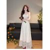 Super good-looking, unique and beautiful skirt French embroidery lace suspender dress women's summer temperament seaside vacation dress