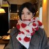 Korean Style Contrast Polka Dot Knit Scarf Winter Warm Neck Wrap Students Casual Chic Accessory