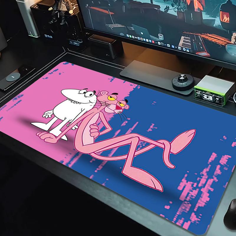 Pembe Panter Baskılı Yastık Kaymaz Dizüstü Tablet Büyük Mouse Pad XXL Mat Mini PC Oyun Matı Kilitli Kenarlı