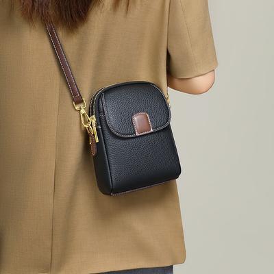 Mobile Phone Bag Women's New Leather Messenger Bag Temperament Fashionable and Versatile High-end Shoulder Bag