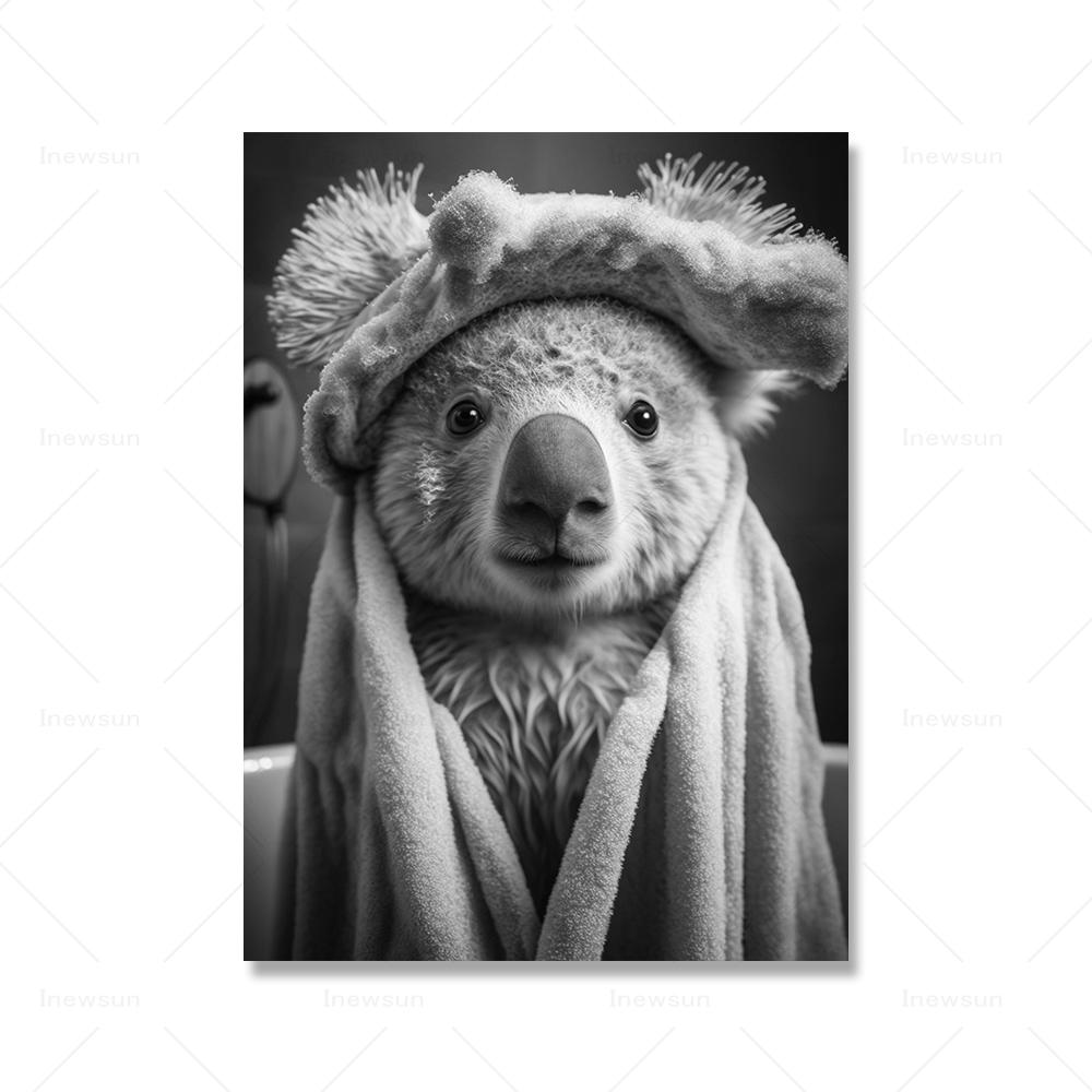 Lustige Badezimmer Kunstdrucke Dschungel Tier Toilette Humor Schwarz Weiß Safari Tier Leinwand Malerei Badezimmer Bilder Wohnkultur