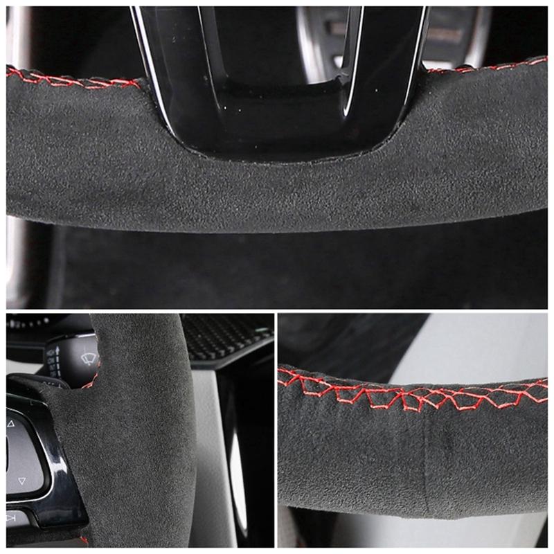 Hand-stitched Ized Suede Leather Steering Wheel Cover  For Ford EcoSport Fiesta 2008-2017 Car Accessories