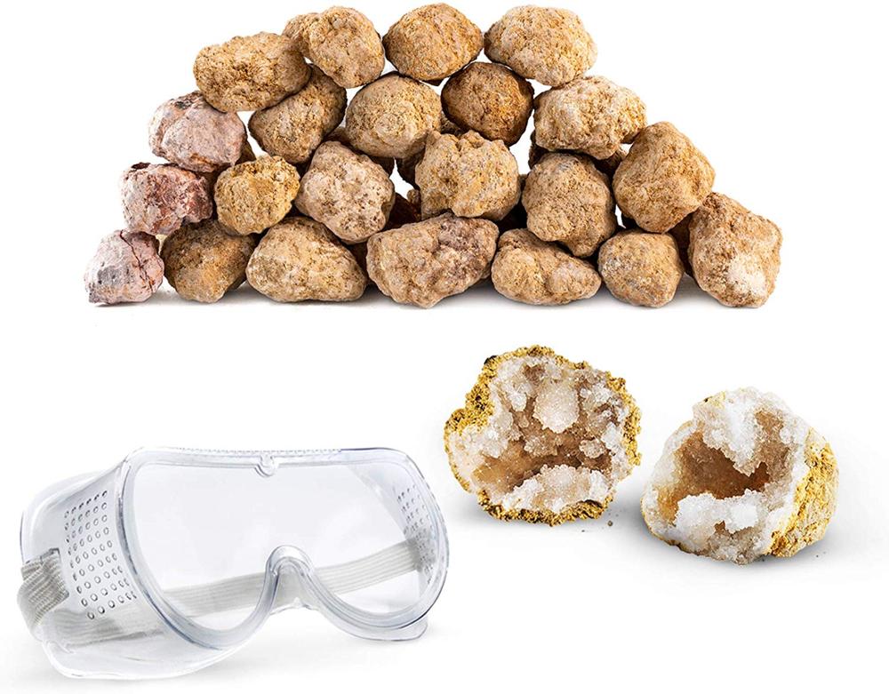 Natural Moroccan Quartz Geodes Raw Hollow Crystal Clusters Mineral Specimens for Healing, DIY Cracking, and Home Decor