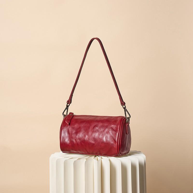 Retro Leather Armpit Toe Cover Layer Cowhide Tree Paste Vegetable Tanned Pillow Bag Versatile Texture Single Shoulder Crossbody Women's