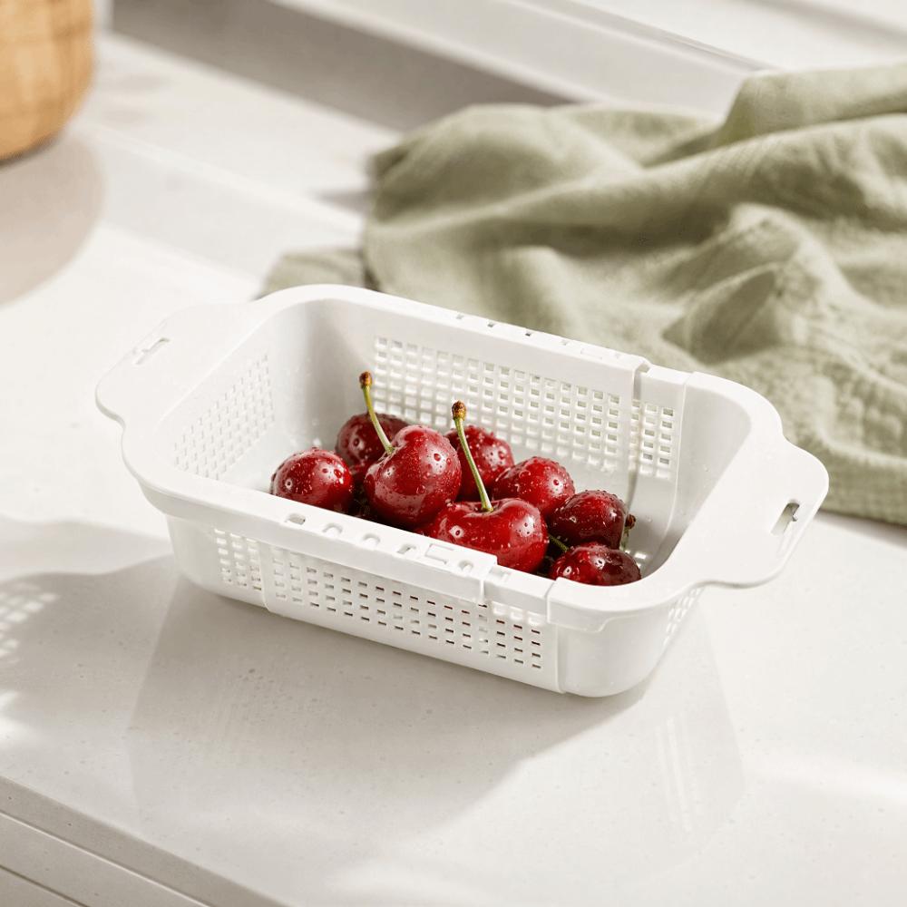 Extendable Vegetable Fruit Drainer Collapsible Storage Wash Drainer Basket For Home Use