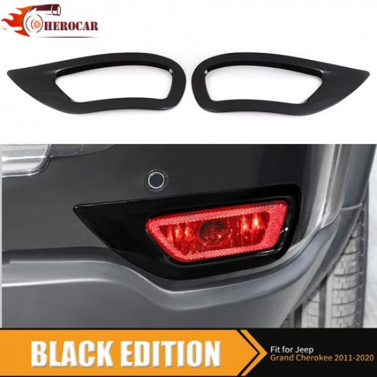 2X Gloss Black Rear Fog Light Lamp Covers For Jeep Grand Cherokee 2011+ Exterior